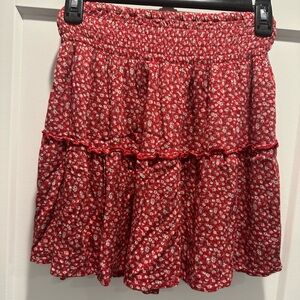 Hollister Red Floral Mini Skirt